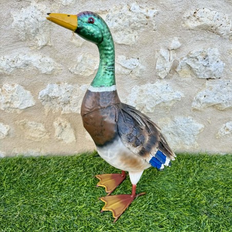 Statue canard colvert en métal Sculpture 49x18x26 cm 54,90 € LEZARD DU JARDIN