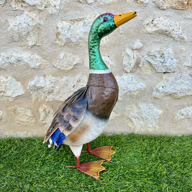 Statue canard colvert en métal Sculpture 49x18x26 cm 54,90 € LEZARD DU JARDIN