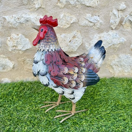  Statue sculpture poule et coq patiné en métal 49,90 € LEZARD DU JARDIN