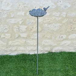 Baignoire à oiseau grise à planter sur pic H105 cm 21,90 € LEZARD DU JARDIN