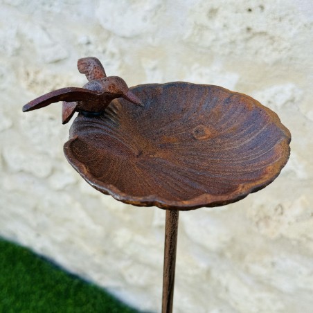 Bain d'oiseau sur pic couleur rouille 100x16.5 19,90 € LEZARD DU JARDIN