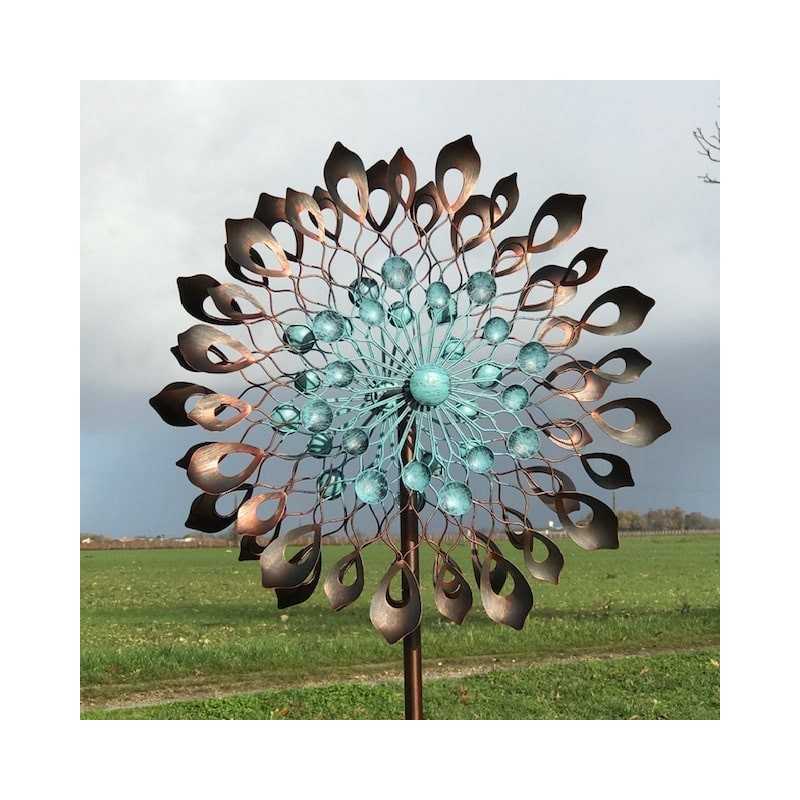 Éolienne décorative de jardin en fer 213x60x27 Modèle Budos moulin à vent sculpture de jardin en métal