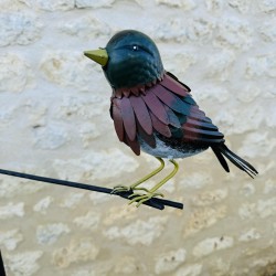 Mobile de jardin oiseau coloré en métal H133 vue de près