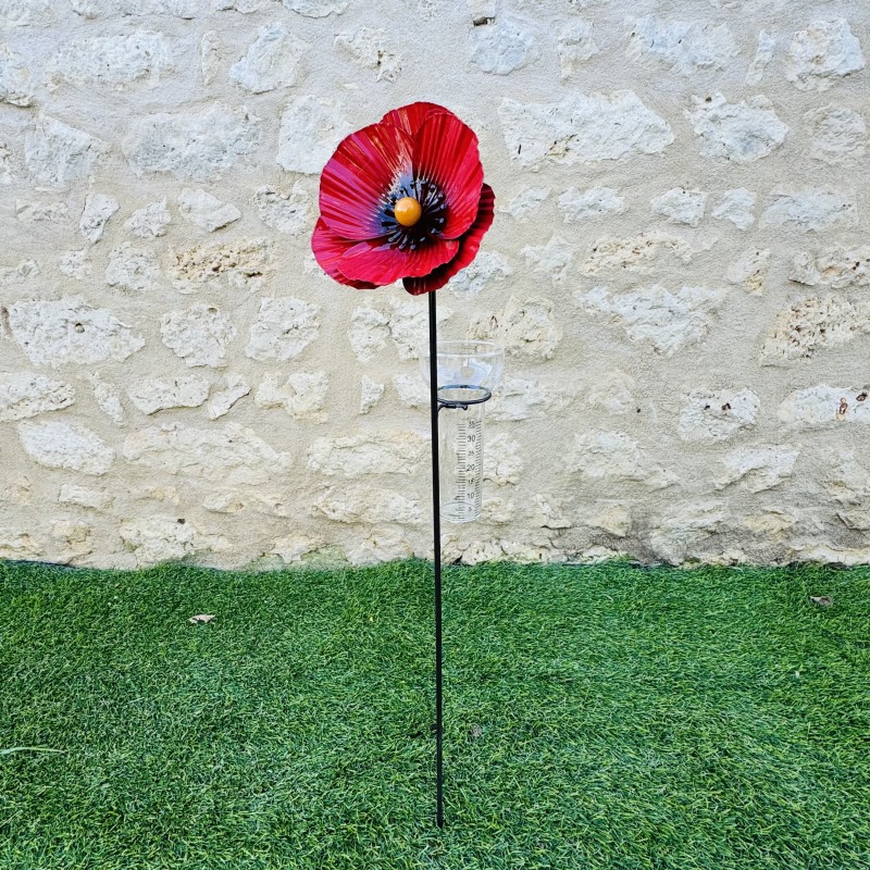 Pluviomètre Coquelicot - Élégance Florale au jardin