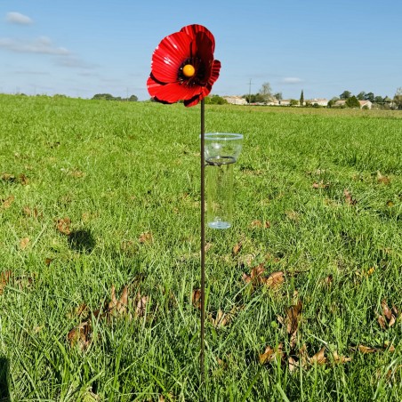 Pluviomètre Coquelicot - Élégance Florale au jardin