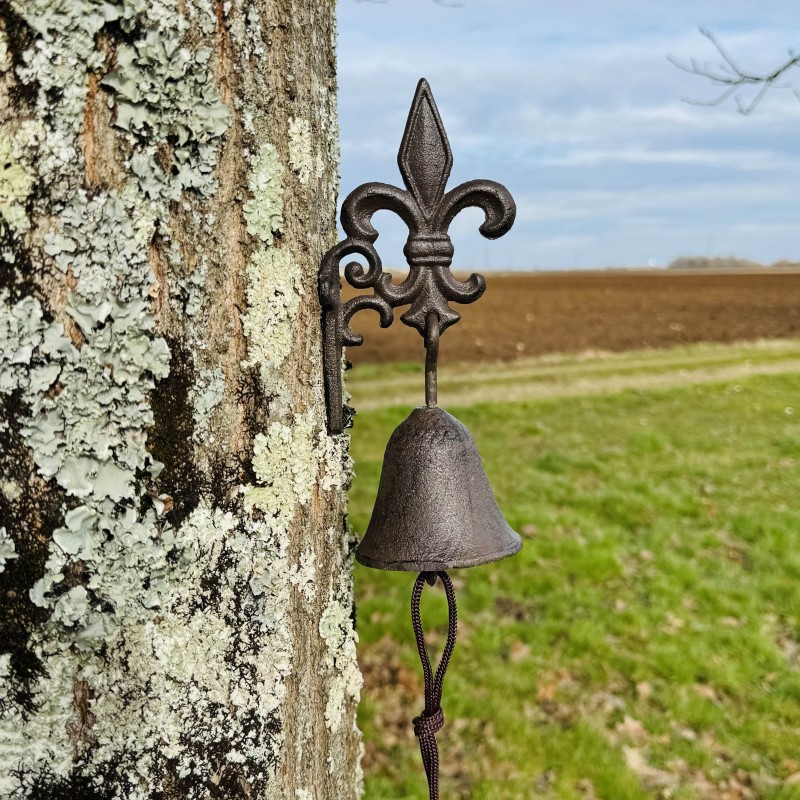 Cloche murale en fonte avec fleur de lys | Décoration extérieure élégante