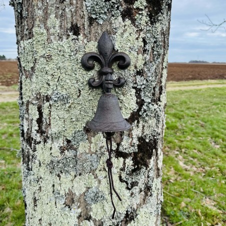 Cloche murale en fonte avec fleur de lys