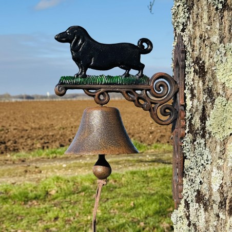 Cloche de porte murale en fonte avec chien - Élégance et robustesse