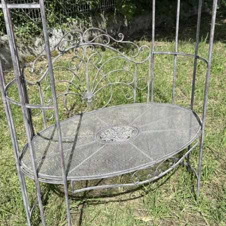 Banc arche de jardin en métal patiné – Style romantique