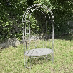 Banc arche de jardin en métal patiné – Style romantique