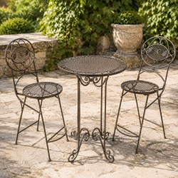 Salon de jardin mange-debout en fer forgé