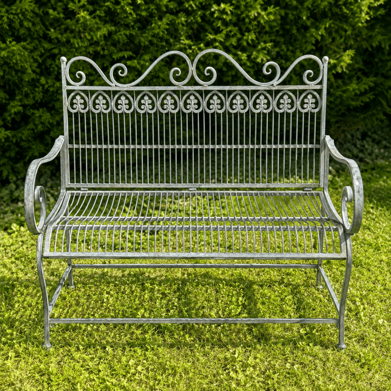 Banc de jardin en métal patiné ancien | Lézard du Jardin