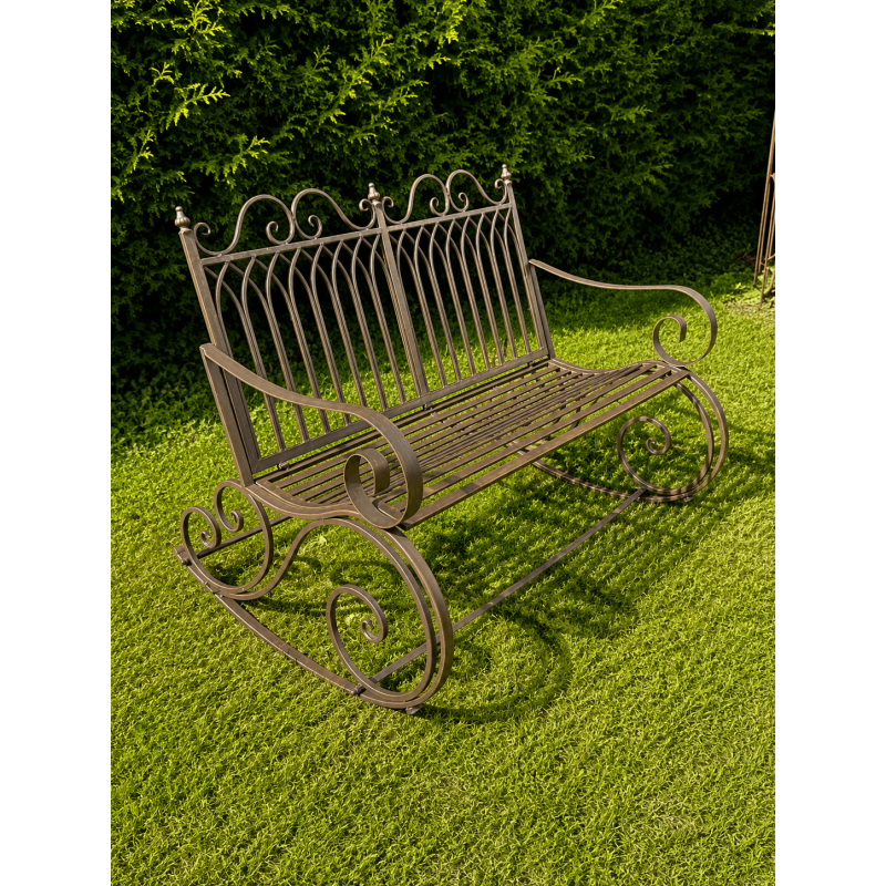 rocking-chair en fer forgé vue de coté vue de 3/4