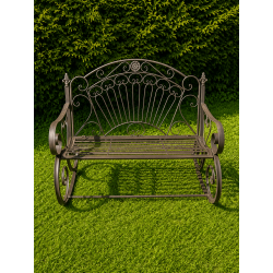 Banc à bascule extérieur en métal marron patiné – Style romantique