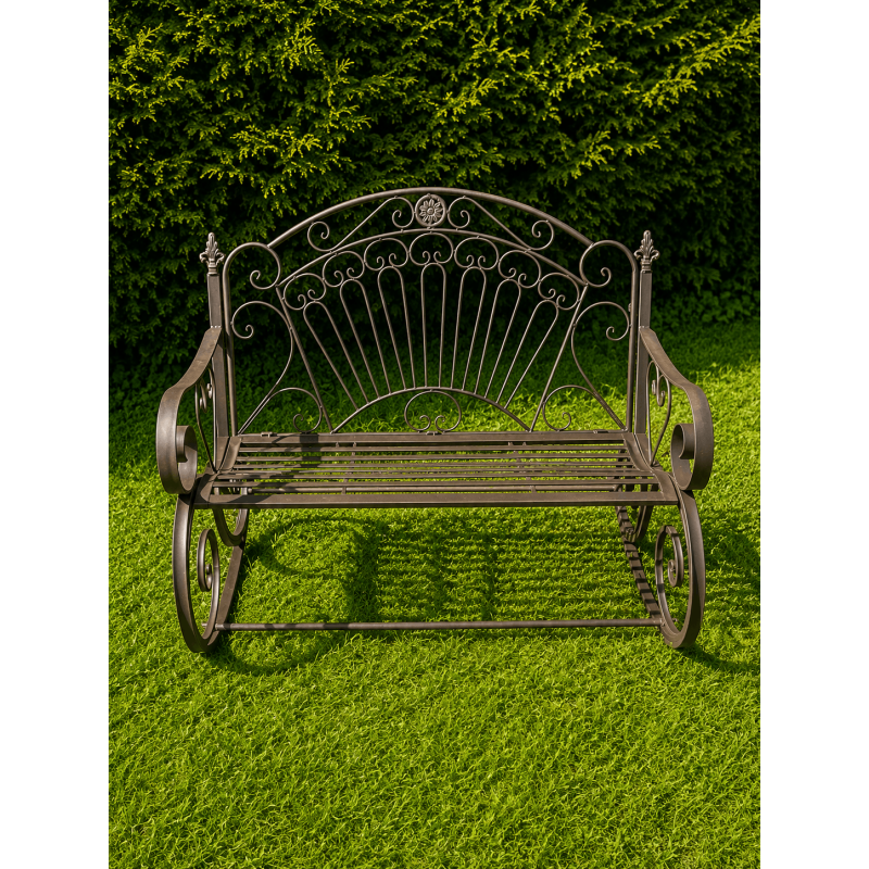 Banc à bascule extérieur en métal marron patiné – Style romantique