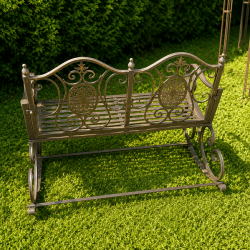 Rocking-chair de jardin en métal marron patiné vue arrière