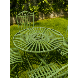 Salon de jardin 4 places vert anglais en métal