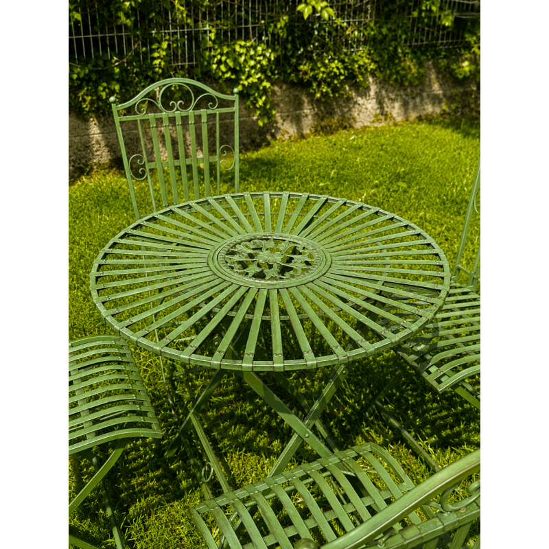 Salon de jardin 4 places vert anglais en métal