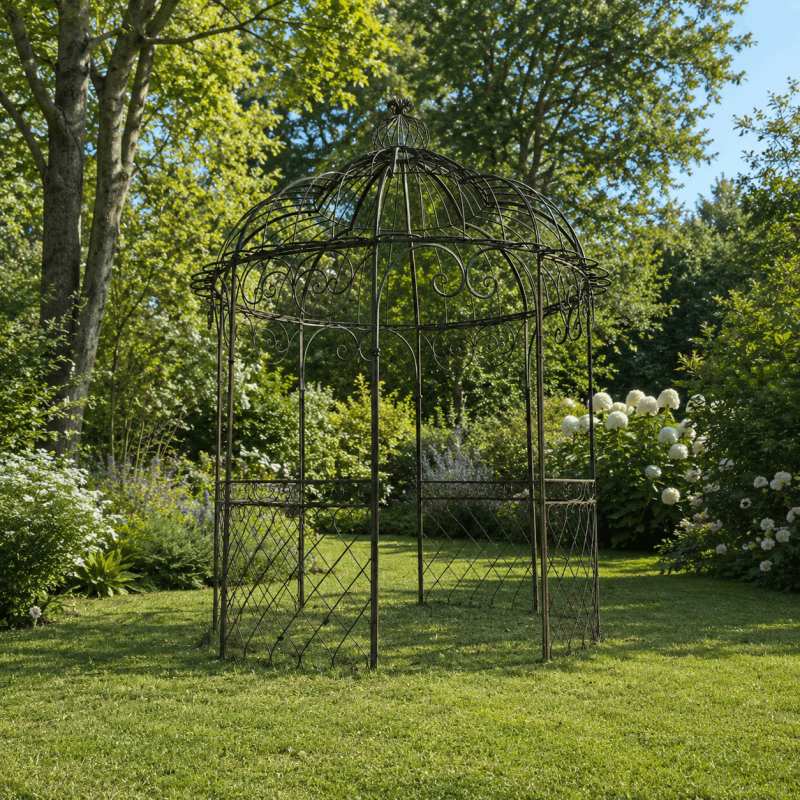 Gloriette de Jardin Ø225 cm – Kiosque en Métal 3 m