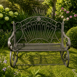 Banc à bascule extérieur en métal marron patiné – Style romantique