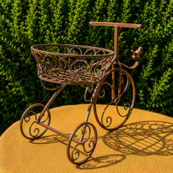 Porte-plante tricycle en métal - vue de derrière