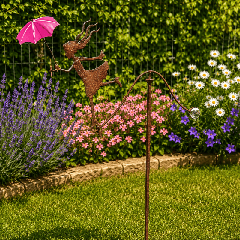 Mobile de jardin « Dame au parapluie rose »