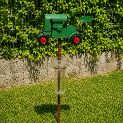 Pluviomètre décoratif tracteur vert- vue d'ensemble
