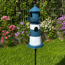 Pic décoratif phare bleu et blanc- vue de derrière