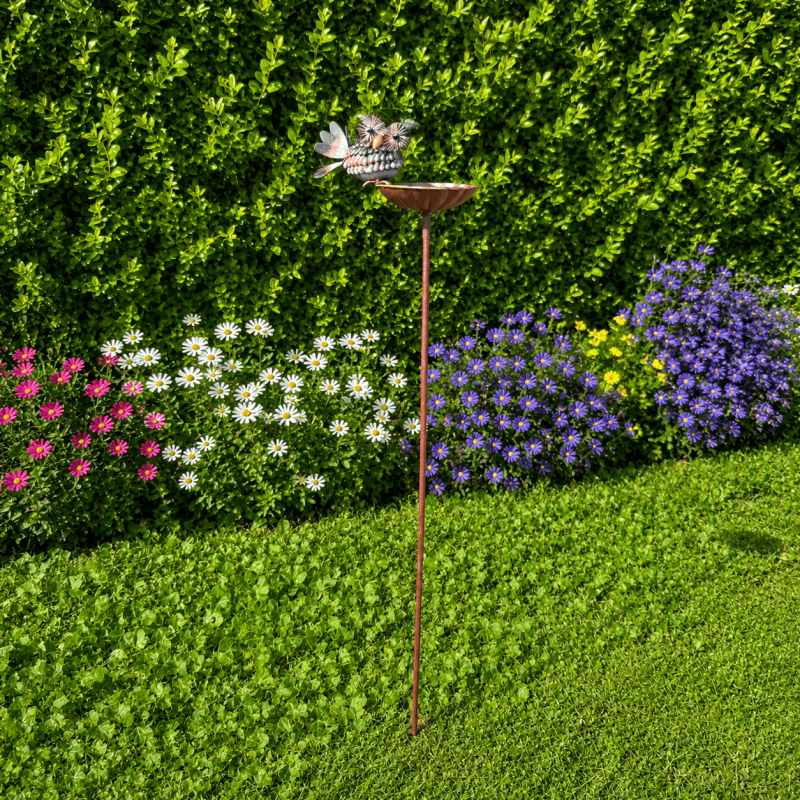 Mangeoire abreuvoir à oiseaux sur pic- vue d'ensemble
