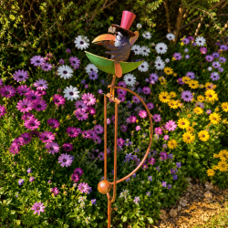Mobile de jardin à balancier Corbeau Steampunk- vue de côté