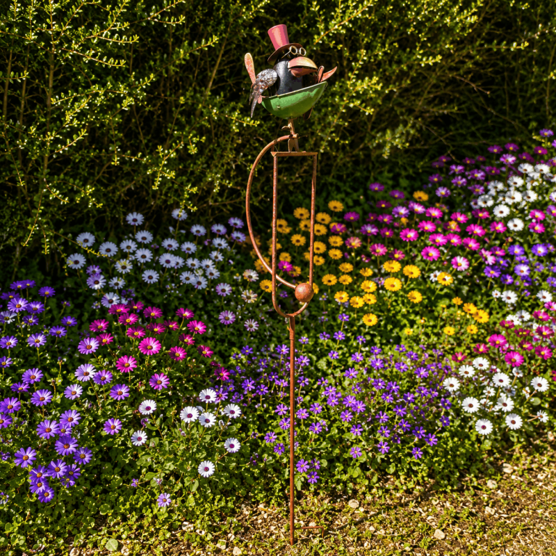 Mobile de jardin à balancier Corbeau Steampunk- vue de derrière