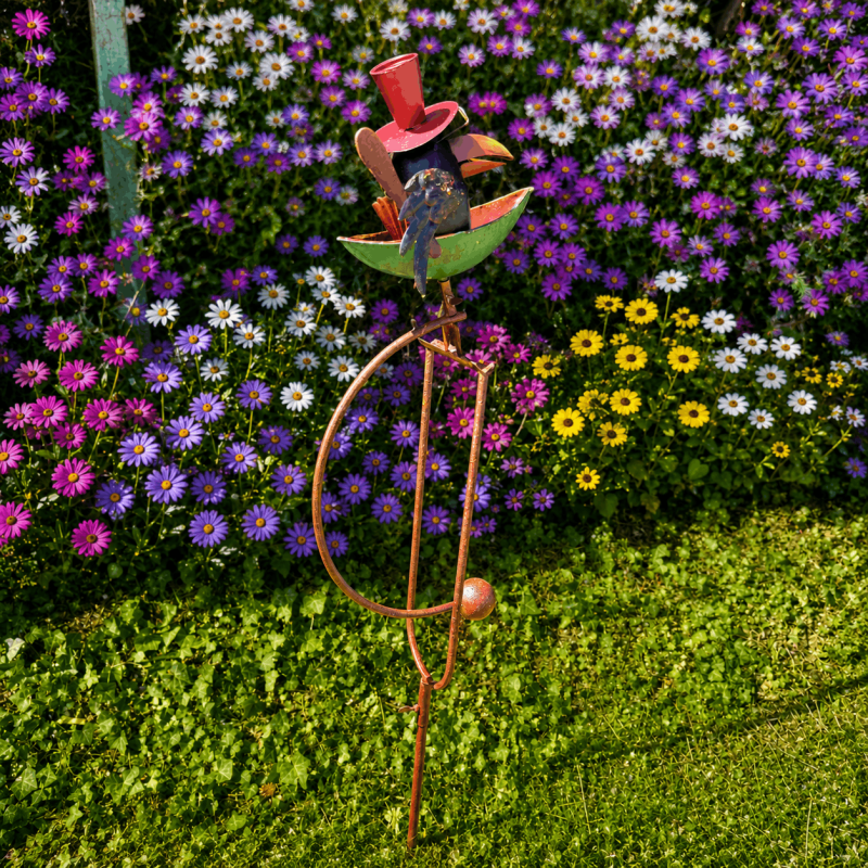 Mobile de jardin à balancier Corbeau Steampunk- vue de derrière