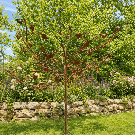 Arbre décoratif en métal rouillé – Sculpture de jardin XXL – H. 240 cm
