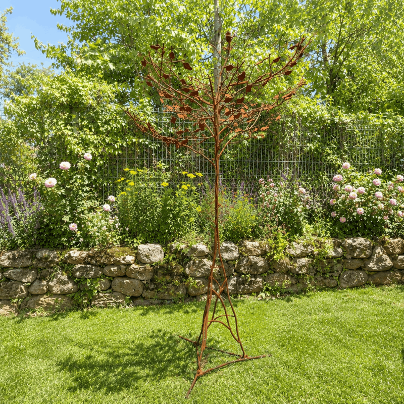 Arbre décoratif en métal rouillé- vue d'ensemble
