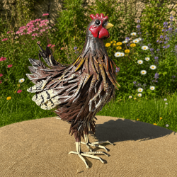 Sculpture poule en métal