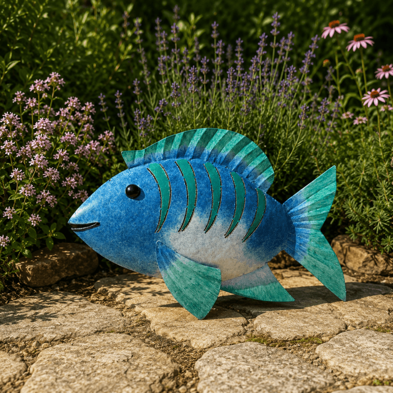 Poisson décoratif en métal- vue de côté