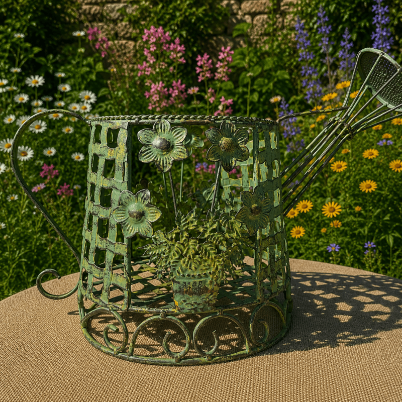 Arrosoir décoratif porte-plantes en métal