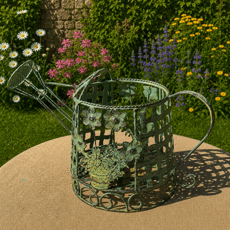 Arrosoir décoratif porte-plantes en métal- vue de dessus