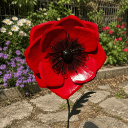 Grand coquelicot en métal à planter
