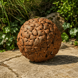 Boule de décoration de jardin motif fleurs- petite boule
