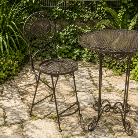 Salon de jardin mange-debout en fer forgé- une chaise