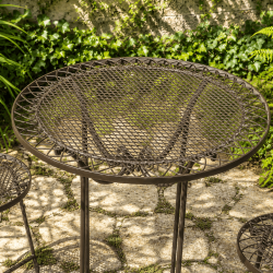 Salon de jardin mange-debout en fer forgé- vue de la table