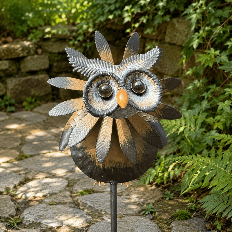 Éolienne chouette en métal