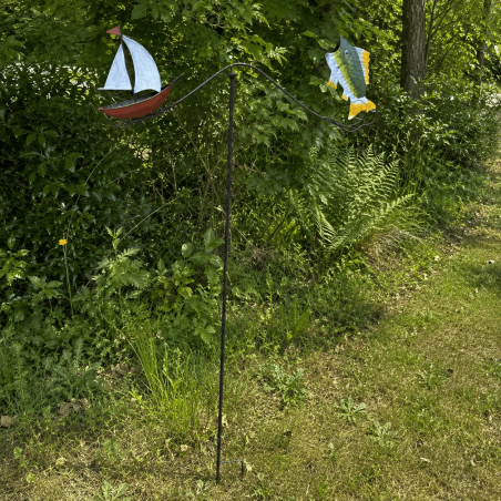 Mobile de jardin Voilier et Poisson- vue d'ensemble