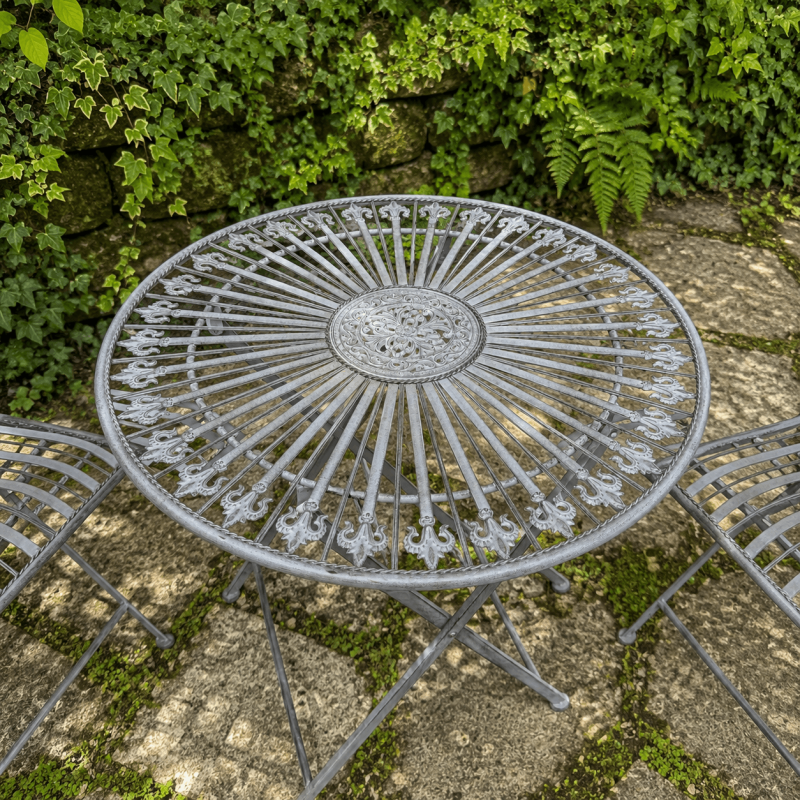 Salon de jardin gris antique- vue d'ensemble