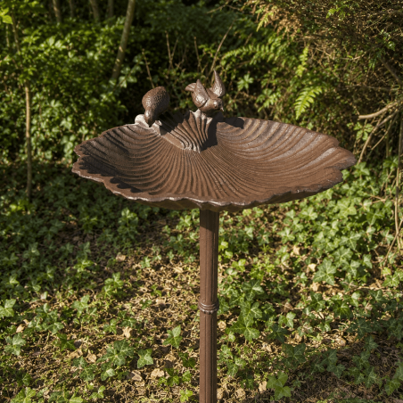 Grand bain d’oiseaux en fonte feuille