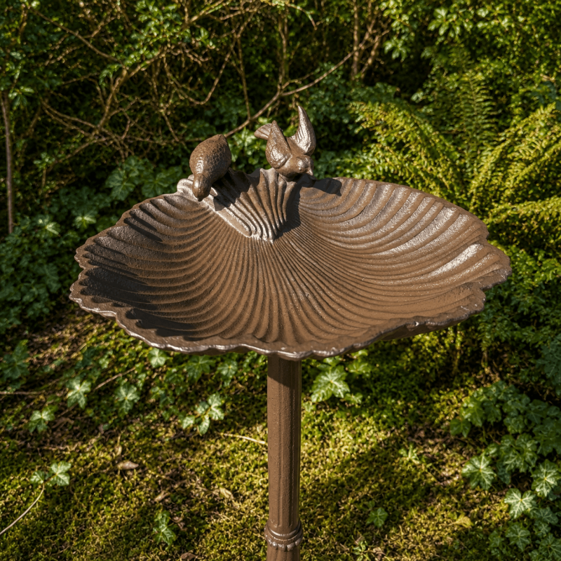 Grand bain d’oiseaux en fonte feuille- vue de dessus