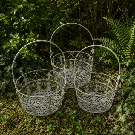 Panier porte-pot- vue de face des 3 paniers