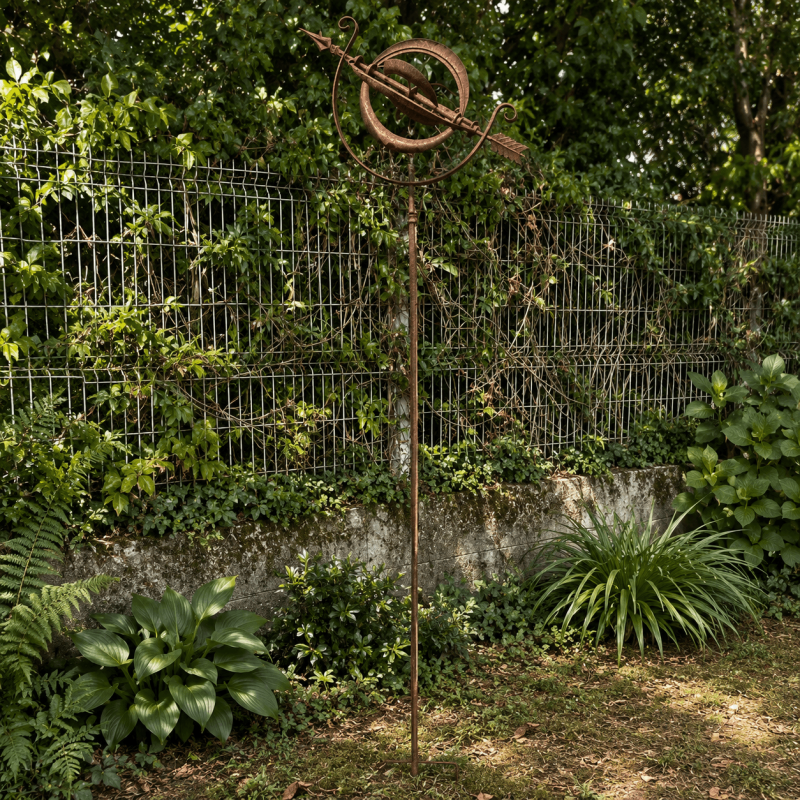 Éolienne décorative de jardin sphère armillaire- vue d'ensemble