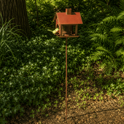 Mangeoire à oiseaux en métal sur pique
